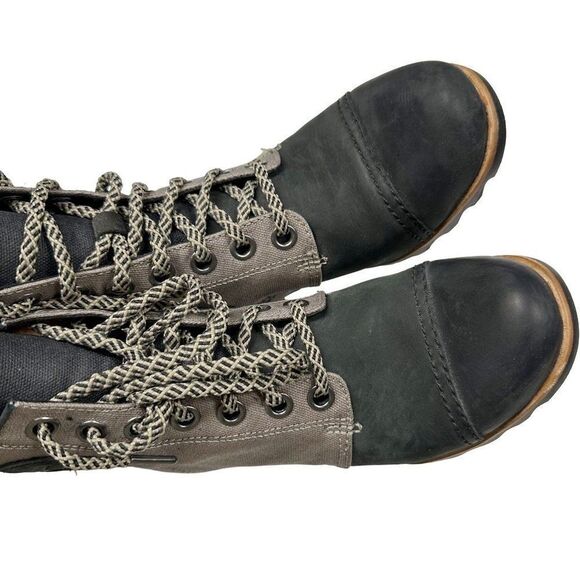 Womens Sorel PDX Wedge Black Noir Leather Canvas Ankle Boot Size 9 - Picture 4 of 7